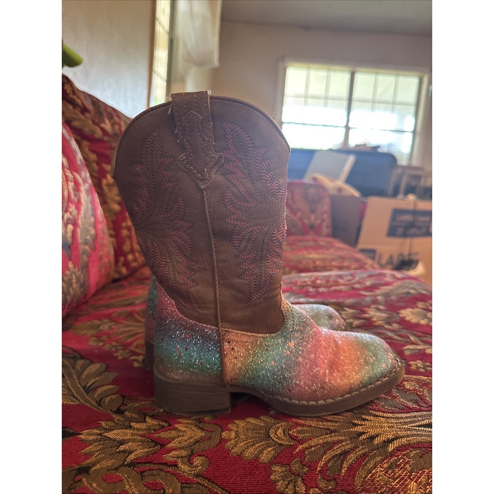 Girls Roper Little Glitter Rainbow Western Boots Size 12